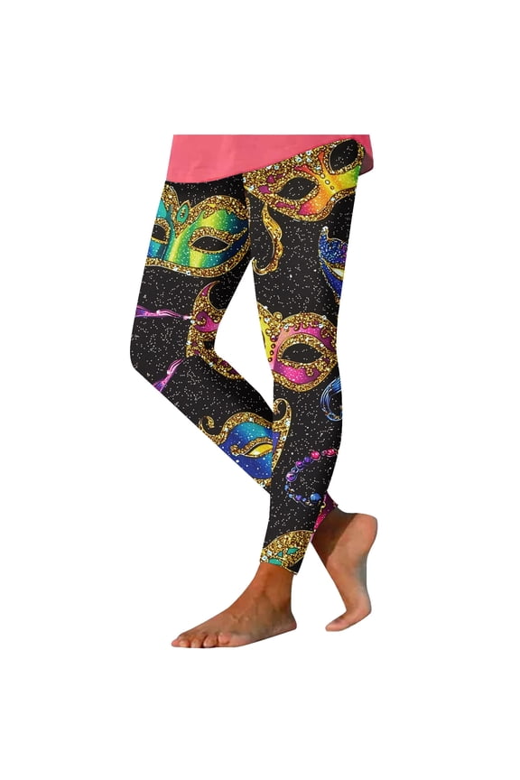 Women Leggings Carnival Diamond Glitter Mardi Gras Pants Elastic Waist Hoilday Tights Trousers Running Outwear