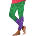 thumbnail image 1 of Lorytime Women Leggings Carnival Stripe Mardi Gras Pants Stretchy Elastic Waist Vacation Tights Trousers Running Outwear, 1 of 6