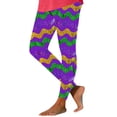 thumbnail image 1 of Lorytime Women Leggings Carnival Stripe Mardi Gras Pants Stretchy Elastic Waist Vacation Tights Trousers Running Outwear, 1 of 6