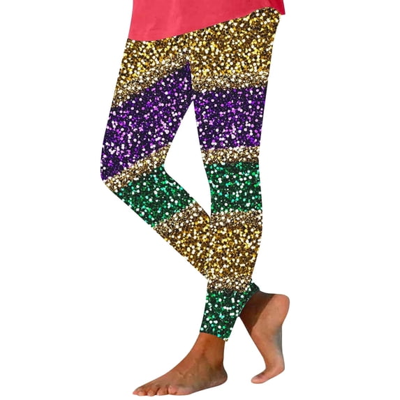 Lorytime Women Mardi Gras Leggings Mask Carnival Trousers Stretchy Butt Lifting Hoilday Tights Pants Sports Clothes
