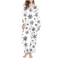 thumbnail image 1 of Lorytime Women Pjs Sets Christmas Snowflakes Long Sleeved Collared Tops Elastic Waist Pants Cozy Winter Loungewear, 1 of 7