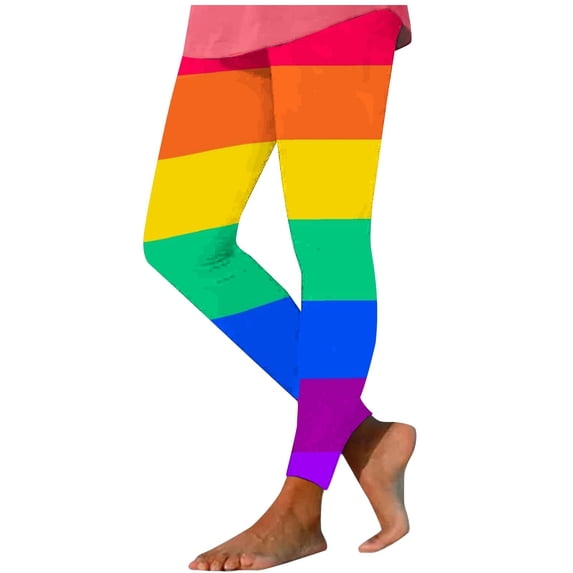 Lorytime Women Yoga Pants Carnival Stripe Mardi Gras Pants Elastic Waist Hoilday Tights Trousers Lounge Pants