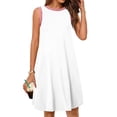 thumbnail image 1 of Lorytime Women's Casual Dresses Short White Crewneck Tank Dress Sleeveless Solid Sundress Mini Dress Holiday Loose Fashion Travel Dresses Wrap Summer Vacation Beach Dresses XL, 1 of 9