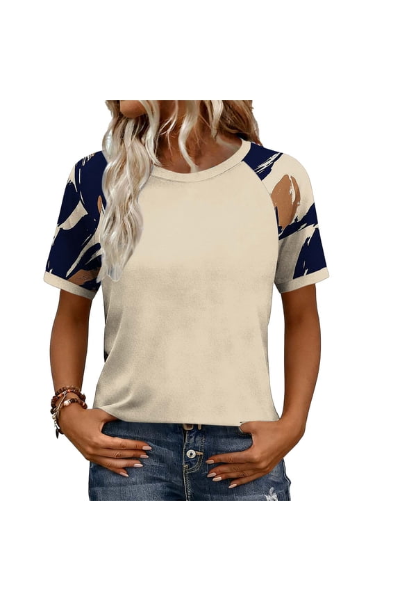 Women's Tshirts Short Sleeve Shirt Going Out Casual Trendy Tops Raglan Loose Basic Outfit Clothes Khaki S