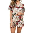 thumbnail image 1 of Lorytime Womens Christmas Pajamas Sets Pattern Short Sleeved Collared Button Down Shirt Sleep Shorts Cozy Loungewear, 1 of 9