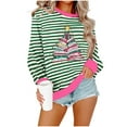 thumbnail image 1 of Lorytime Womens Christmas Sweatshirts Star Stripes Print Shirt Crew Neck Long Sleeve Pullover Drop Shoulder Tops, 1 of 5