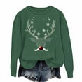thumbnail image 1 of Lorytime Womens Crewneck Sweatshirt Fall Christmas Reindeer Print Shirt Long Sleeve Pullover Loose Tops for Holiday, 1 of 3