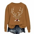 thumbnail image 1 of Lorytime Womens Crewneck Sweatshirt Fall Christmas Reindeer Print Shirt Long Sleeve Pullover Loose Tops for Holiday, 1 of 3