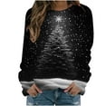 thumbnail image 1 of Lorytime Womens Crewneck Sweatshirt Oversized Christmas Tree Print Shirt Long Sleeve Pullover Warm Tops for Holiday, 1 of 6