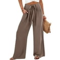 thumbnail image 1 of Lorytime Womens Dress Pants for Work Elastic Waist Wide Leg Pants Belt High Waisted Trousers with Pockets Business Pants, 1 of 6