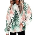 thumbnail image 1 of Lorytime Womens Hoodies Oversized Christmas Tree Print Sweatshirt Long Sleeve Pullover Drop Shoulder Loose Tops, 1 of 7