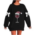 thumbnail image 1 of Lorytime Womens Sweatshirt Oversized Christmas Red Wine Glass Bow Shirt Crew Neck Long Sleeve Pullover Drop Shoulder Tops, 1 of 5