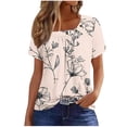 thumbnail image 1 of Lorytime Womens T Shirts Graphic Short Sleeve Shirt Crew Neck Trendy Summer Tops Hawaii Ruffle Loose Basic Outfit, 1 of 5