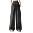 thumbnail image 1 of Lorytime Womens Wide Leg Pants Cargo Elastic Waist Trousers Drappy High Waisted Pants Soild with Pockets Summer Outfits, 1 of 9