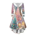 thumbnail image 1 of Lorytime Womens a Line Dress Casual Christmas Tree Plush V-Neck Elegant Dresses Long Sleeve Party Dresses, 1 of 5