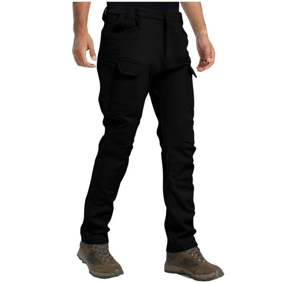 Lorytime Work Cargo Pants for Men Fleece Straight Leg Trousers Button Zipper Hiking Pants with Multi Pockets Outfits