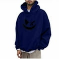 thumbnail image 1 of Lorytime Workout Hoodies for Men Printted Sweatshirt Buttom Long Sleeve Drawstring Pullover with Pocket Tops Blue S, 1 of 5