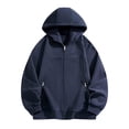 thumbnail image 1 of Lorytime Zipper Hoodies for Men Unisex Solid Training Sweatshirt Long Sleeve Jacket with Pocket Oversized Tops Blue 2XL, 1 of 4