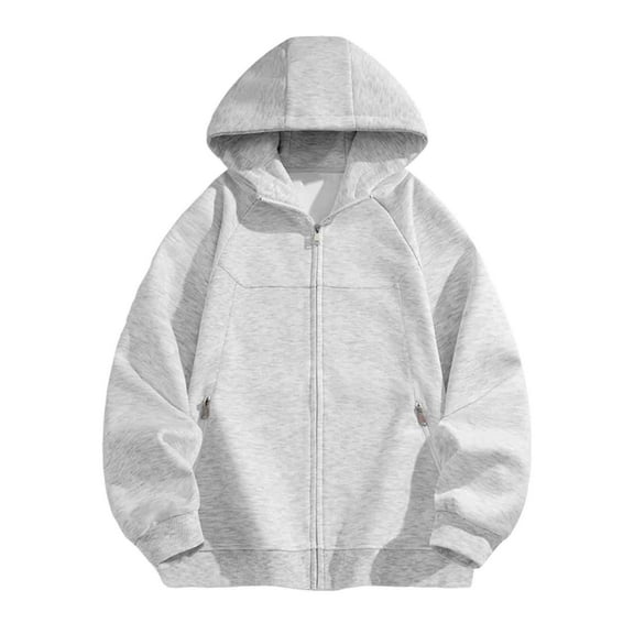 Lorytime Zipper Hoodies for Men Unisex Solid Training Sweatshirt Long Sleeve Jacket with Pocket Oversized Tops Gray 2XL