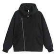 thumbnail image 1 of Lorytime Zippered Hoodies for Men Solid Sweatshirt Long Sleeve Drop Shoulder Jacket with Pocket Loose Tops Black XL, 1 of 3