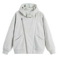 thumbnail image 1 of Lorytime Zippered Hoodies for Men Solid Sweatshirt Long Sleeve Drop Shoulder Jacket with Pocket Loose Tops Gray L, 1 of 7