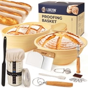 Lorzon Silicone Proofing Baskets with Sourdough Starter Jar Kit, 9" Round & 10" Oval Foldable Banneton Baskets, Sourdough Bread Baking Supplies