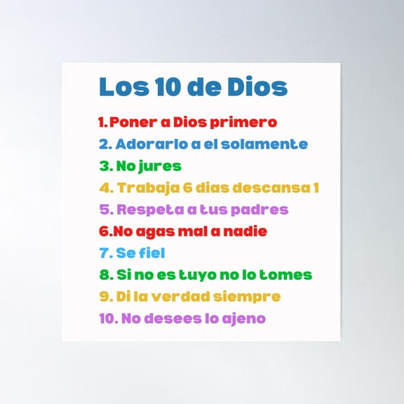 Los 10 De Dios Poster Wall Art, Modern Wall Decor For Living Room Bedroom, 24x24 UNFRAMED