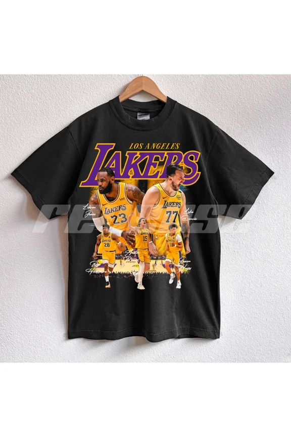 Los An geles 2025 Playoffs Starting 5 Streetwear T-Shirt, Lakers Team Shirt,Black Color,Size M