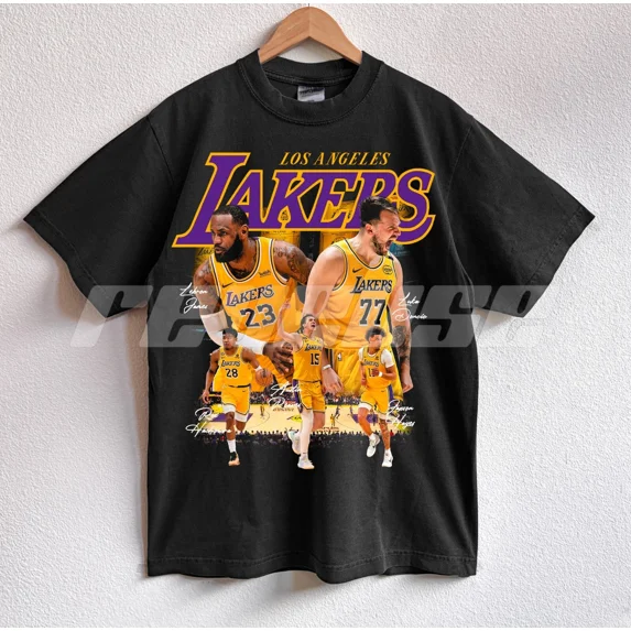 Los An geles 2025 Playoffs Starting 5 Streetwear T-Shirt, Lakers Team Shirt,Black Color,Size XL