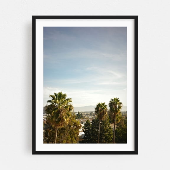 Los Angeles 01 - Los Angeles California Photography Palm Tree Tropical Landscape Skyline Nature Cityscape Scenic Black Framed Wall Art Print 5 x 7 inches