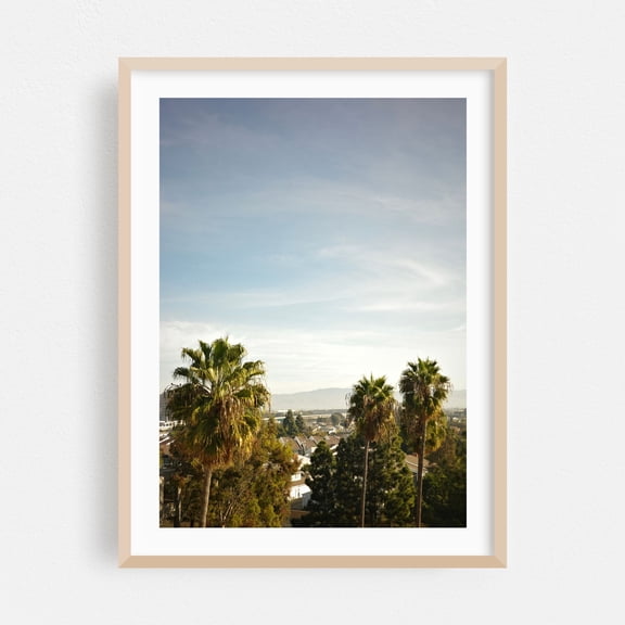 Los Angeles 01 - Los Angeles California Photography Palm Tree Tropical Landscape Skyline Nature Cityscape Scenic Oak Framed Wall Art Print 24 x 36 inches