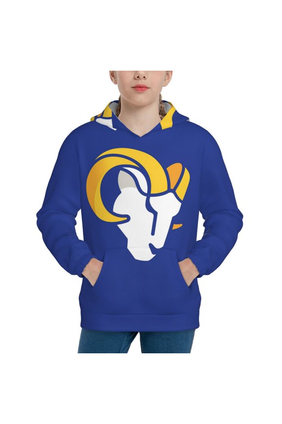 Los_Angeles 1 Youth Long-Sleeved Hooded Sweatshirt, Soft Hooded Pullover For Bo_ys And Gi_rls, Sportswear For Sch_ool Games, Gift For Football Fans (7-12Years)