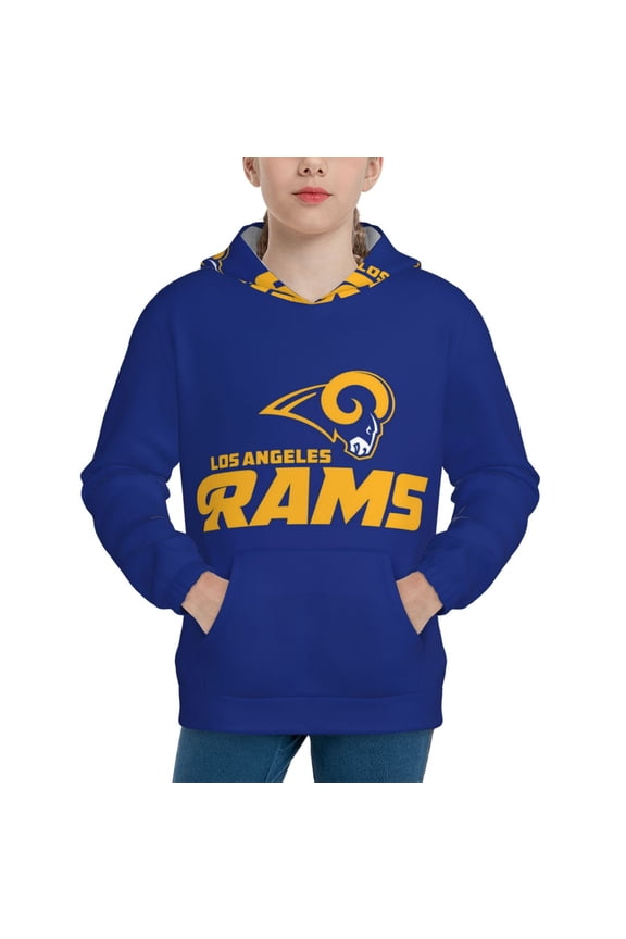 Los_Angeles 1 Youth Long-Sleeved Hooded Sweatshirt, Soft Hooded Pullover For Bo_ys And Gi_rls, Sportswear For Sch_ool Games, Gift For Football Fans (7-12Years)