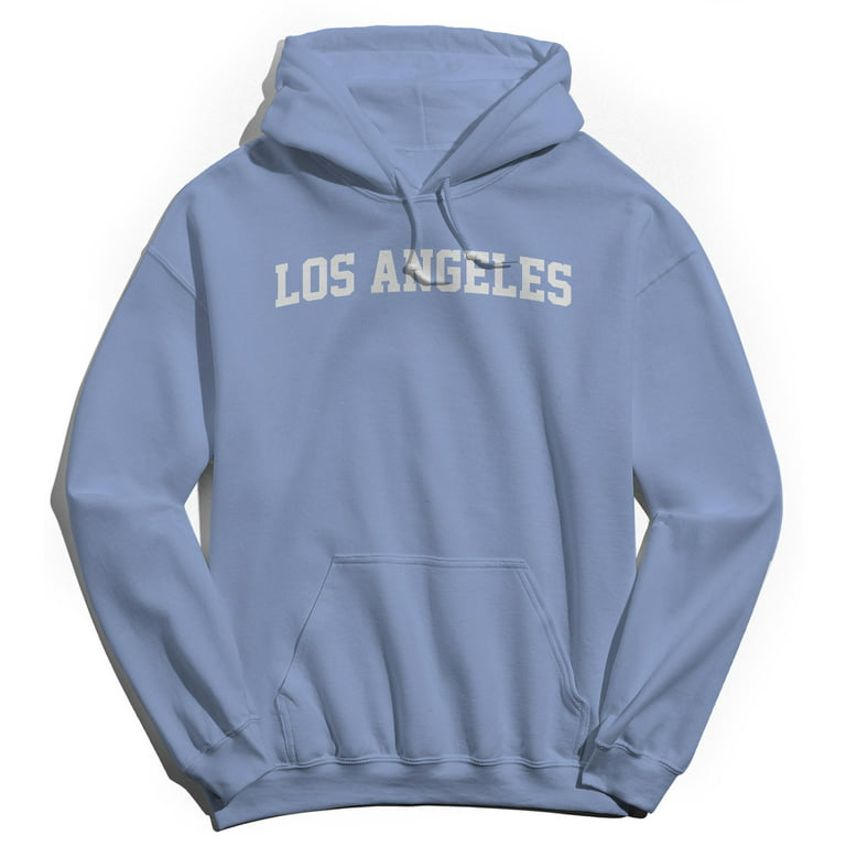 Haywood & Main Los Angeles-25 Graphic Light Blue Men's Cotton Pullover Hoodie, Adult Unisex, Size: Large