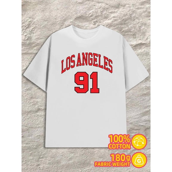 Los Angeles 91 T-shirt men 180G 100% Cotton white Trendy Unisex Shirt Graphic tshirts Unique Design Unisex Shirt Short Sleeve tshirts Fashion Unisex Shirt Graphic tshirts