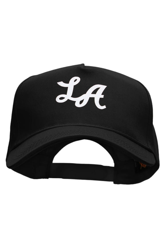 Los Angeles Abbreviation 5 Panel Cotton Heat Transfer Unstructured Cap - Black OSFM