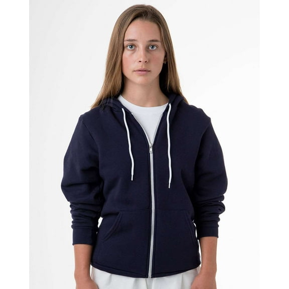 Los Angeles Apparel Adult USA-Made Flex Fleece Full-Zip Hooded Sweatshirt, XXS, Navy
