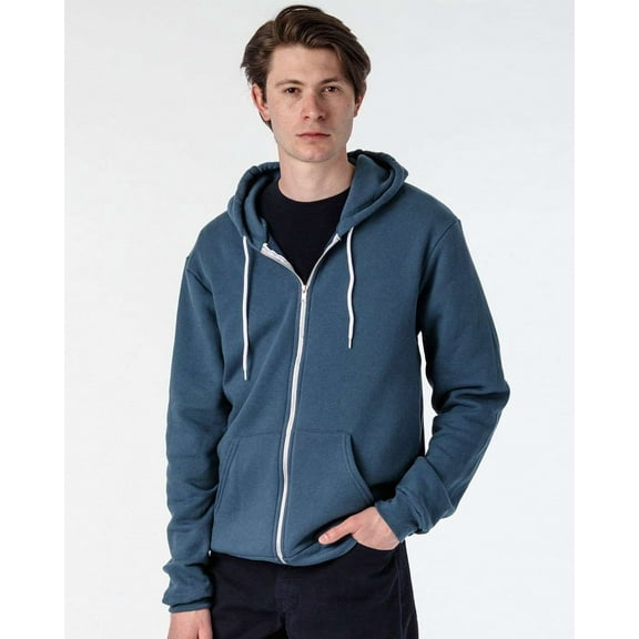 Los Angeles Apparel Adult USA-Made Flex Fleece Full-Zip Hooded Sweatshirt, XXS, Sea Blue