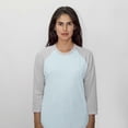 thumbnail image 1 of Los Angeles Apparel FF53 Unisex 3/4 Sleeve Raglan Baseball Tee, Light Blue/Heather, S, 1 of 3