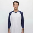 thumbnail image 1 of Los Angeles Apparel FF53 Unisex 3/4 Sleeve Raglan Baseball Tee, White/Navy, M, 1 of 2
