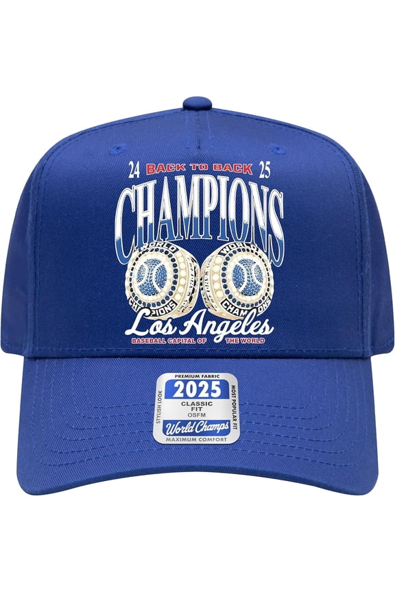 Los Angeles Baseball 2025 Champions Double Ring Hat (Royal)
