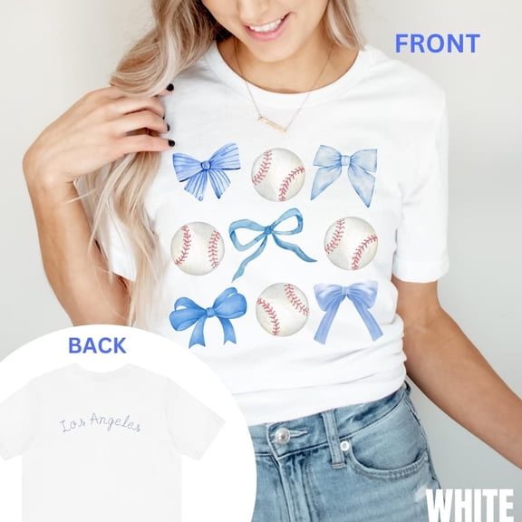 Los Angeles Baseball Bow Shirt, Los Angeles Baseball Shirt, Los Angeles Sports, Coquette Baseball Shirt