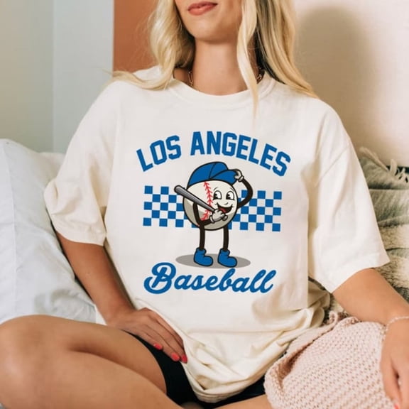 Los Angeles Baseball Funny Mascot Smiling Comfort Color Unisex Tshirt, Los Angeles Baseball Gameday Retro 90s Shirt, LA Sport Shirt, For Her