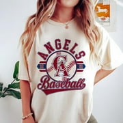 Los Angeles Baseball Tshirt, Angels EST 1961 Baseball Team Tshirt,Sand Color,Size S