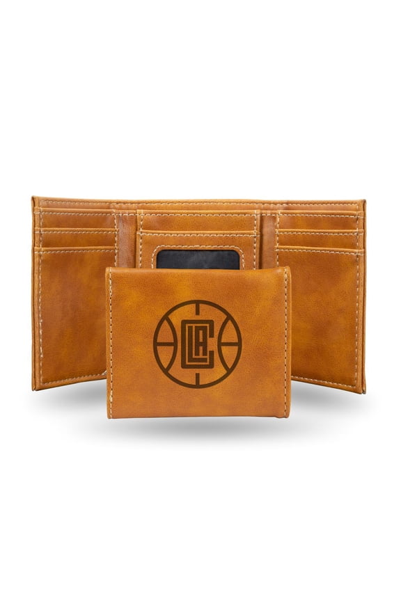 Los Angeles Basketball Clippers Brown Trifold Wallet with Clear ID Window