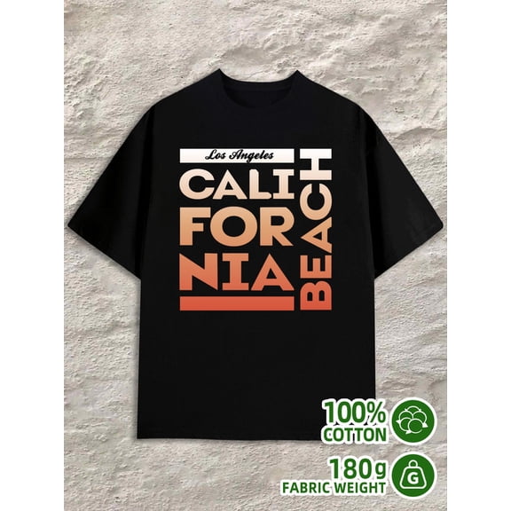 Los Angeles Cali Beach men black 180G 100% Cotton Daytime and weekend wear Original Unisex Shirt Printed tshirts Original Unisex Shirt Crewneck tshirts
