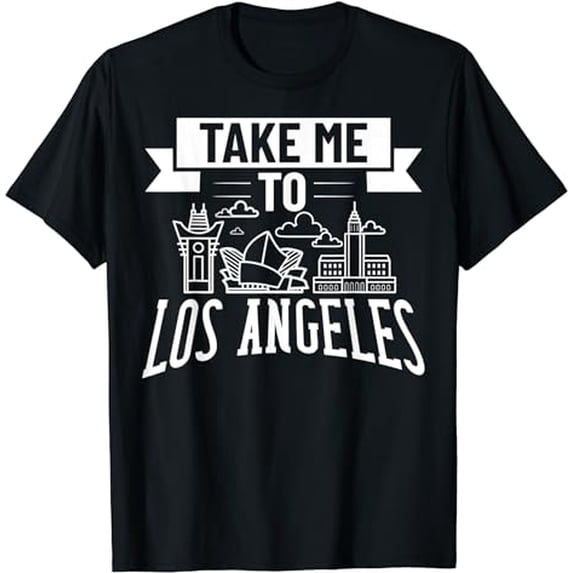 Los Angeles California City Skyline Map Travel T-Shirt