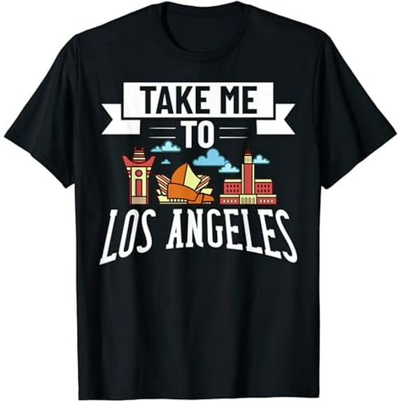 Los Angeles California City Skyline Map Travel T-Shirt