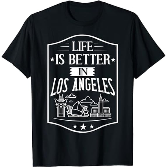 Los Angeles California City Skyline Map Travel T-Shirt