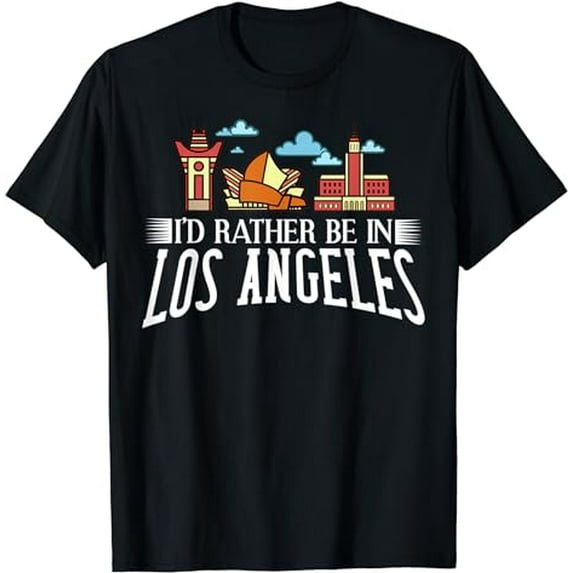 Los Angeles California City Skyline Map Travel T-Shirt